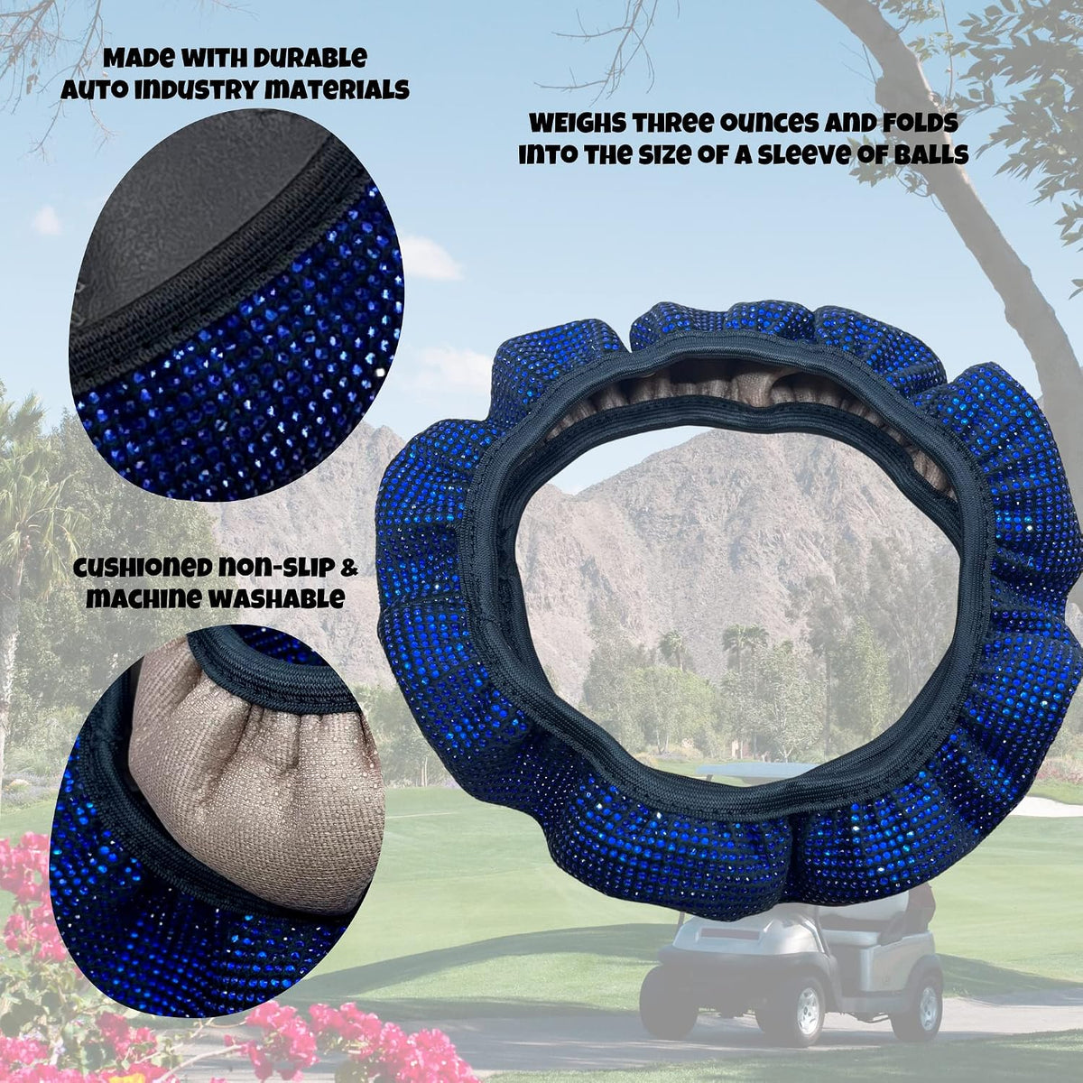 Bling Crystal Diamond Steering Wheel Cover