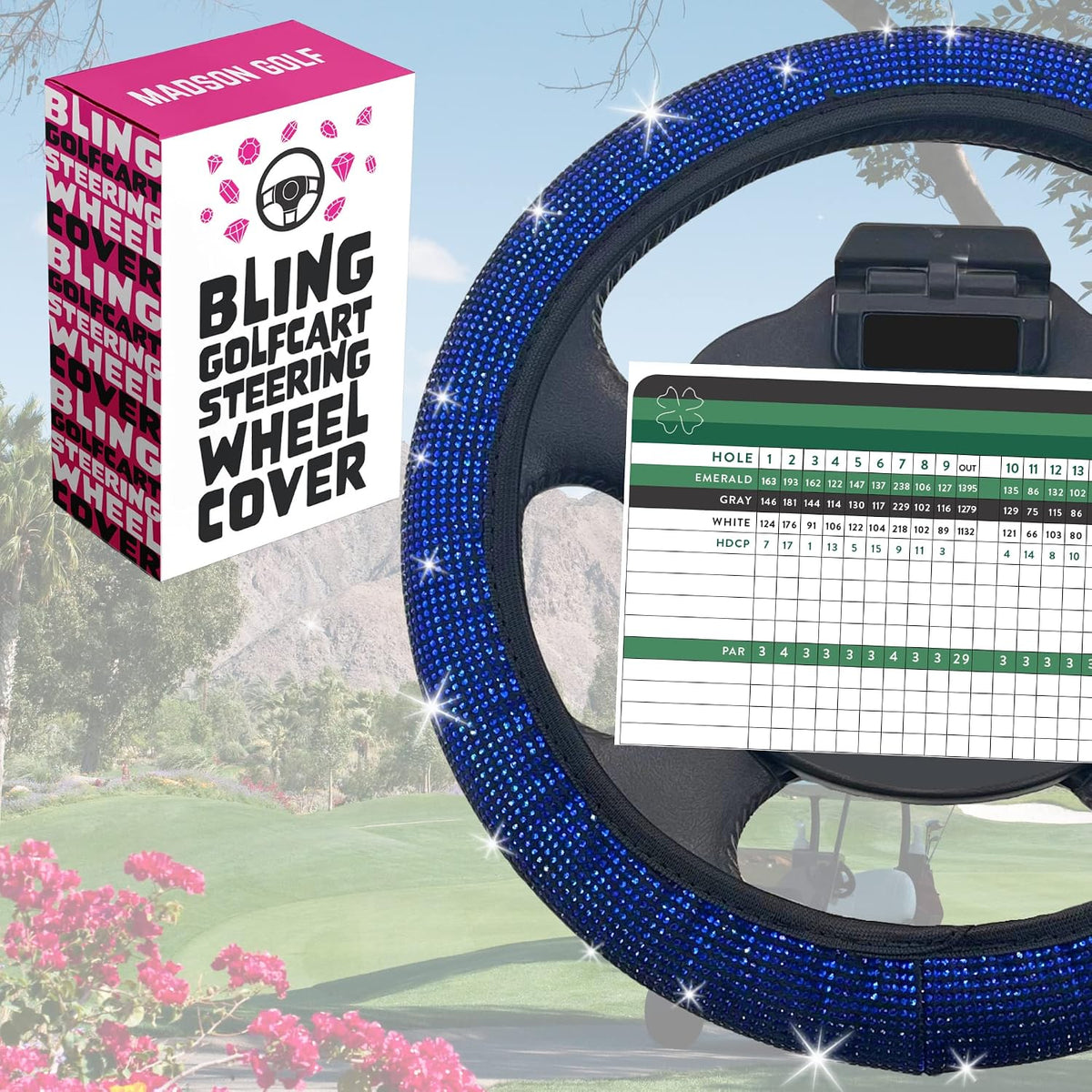 Bling Crystal Diamond Steering Wheel Cover