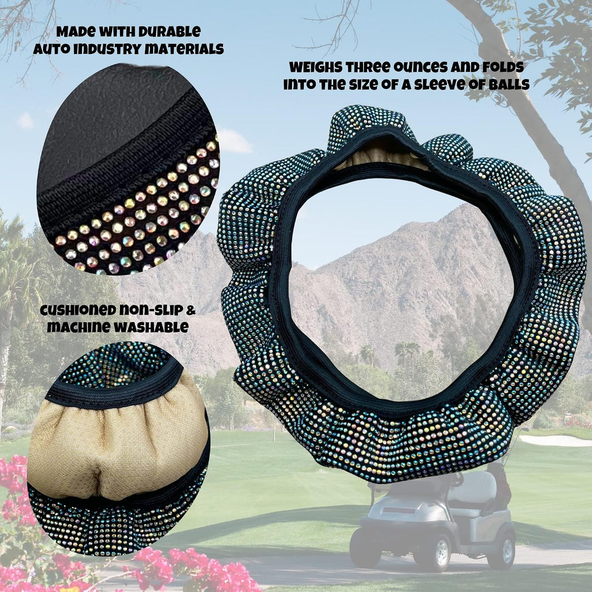 Bling Crystal Diamond Steering Wheel Cover