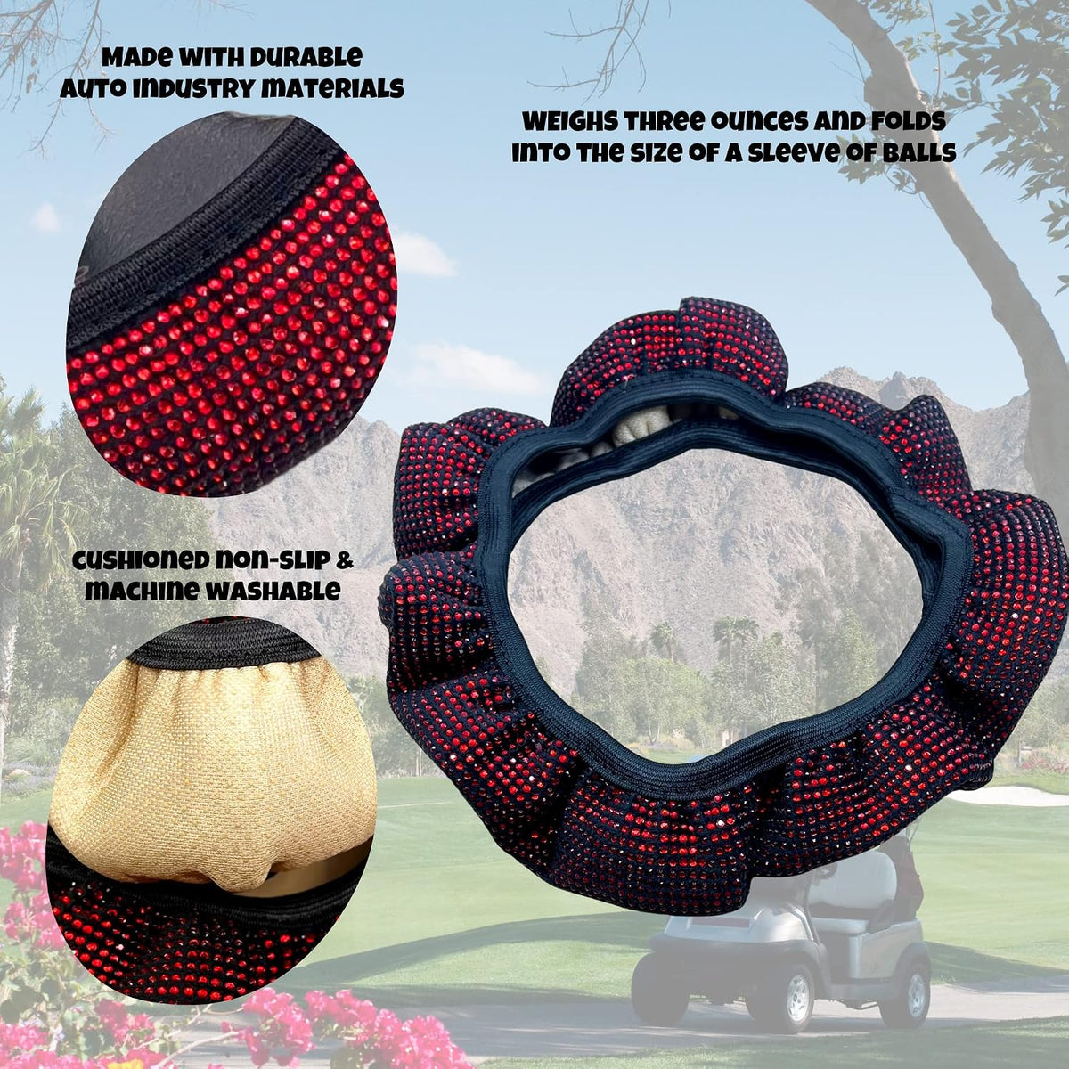 Bling Crystal Diamond Steering Wheel Cover