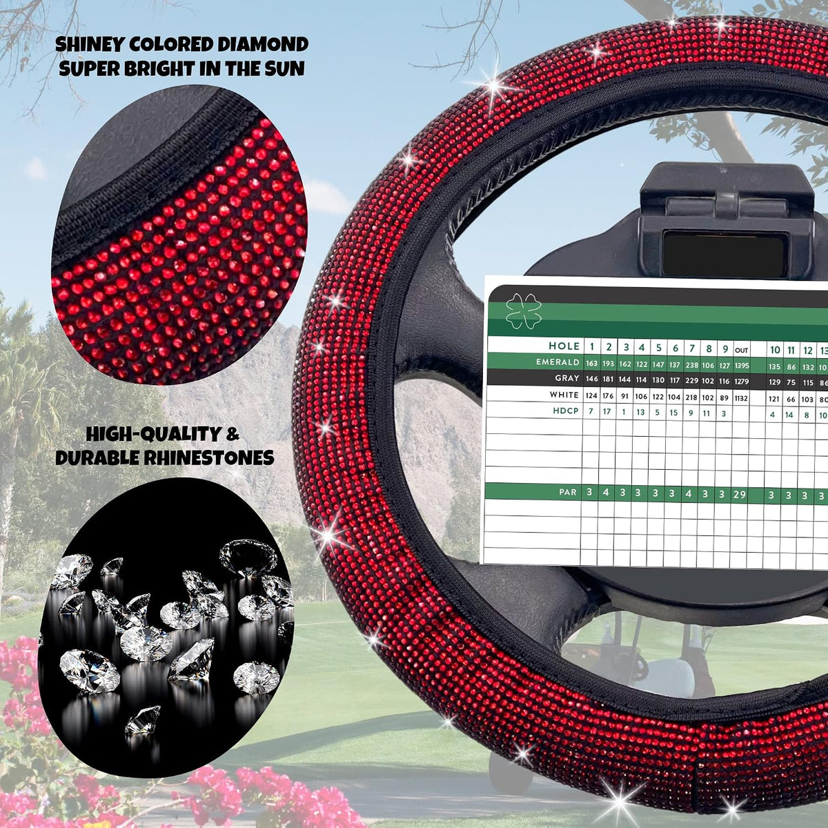 Bling Crystal Diamond Steering Wheel Cover