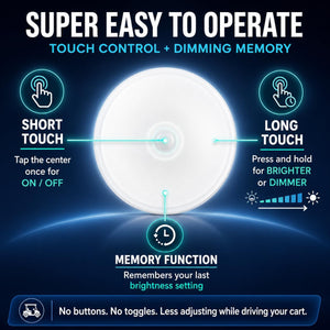 Universal Stick-On Golf Cart LED Roof Light — Rechargeable