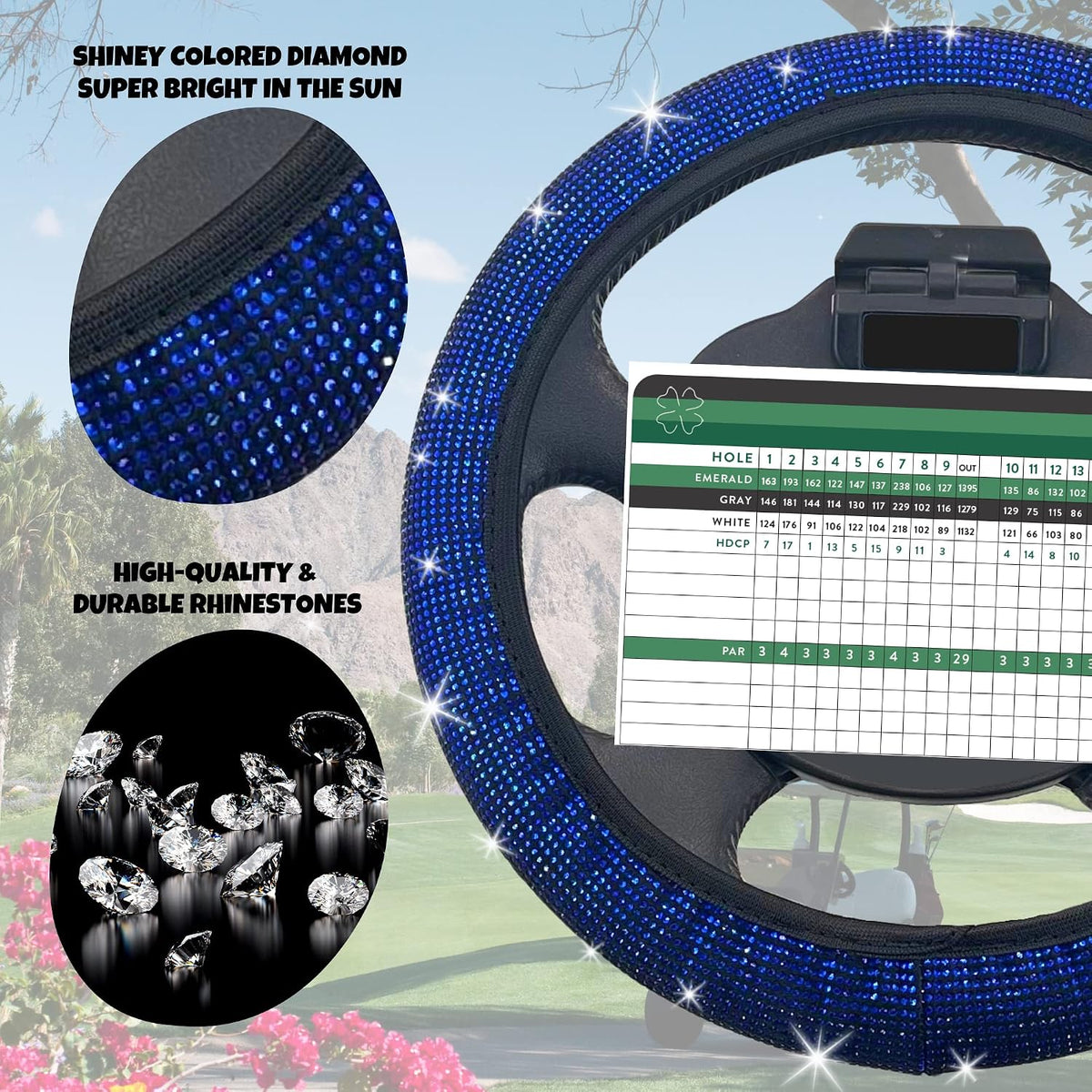 Bling Crystal Diamond Steering Wheel Cover